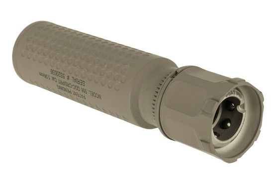 KAC QDC CRS PRT 5.56 Rifle Suppressor in FDE is 3D printed from 718 Inconel